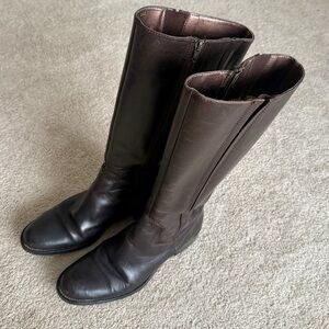 Italian A. Giannetti Brown Tall Winter Leather Ridding Italian Boots with heel